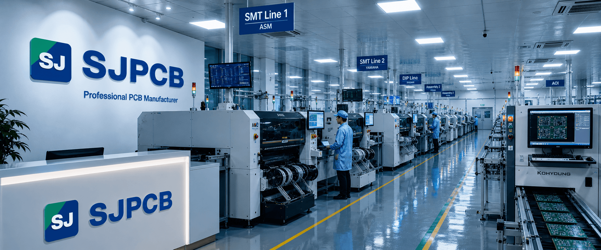 SJPCB SMT production line and electronics manufacturing workshop in Shenzhen, China