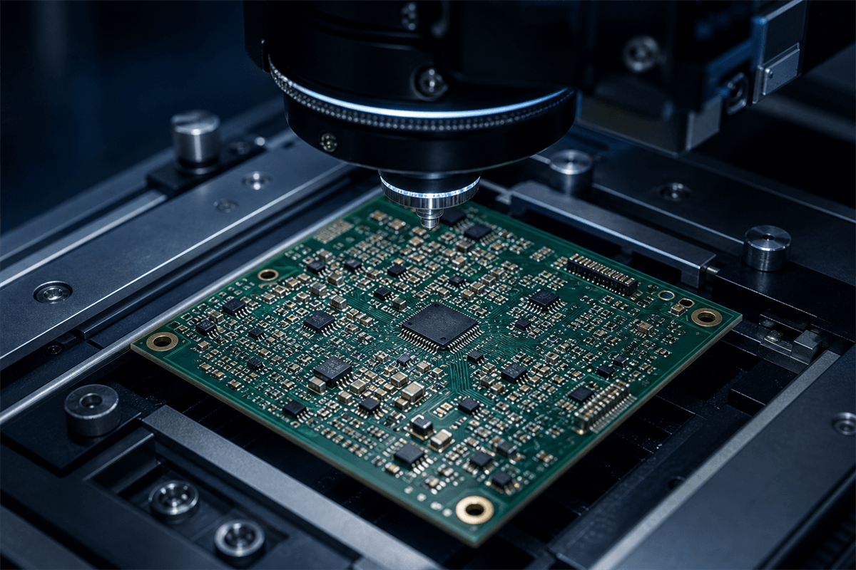 SJPCB high-density PCB with fine routing under precision inspection equipment